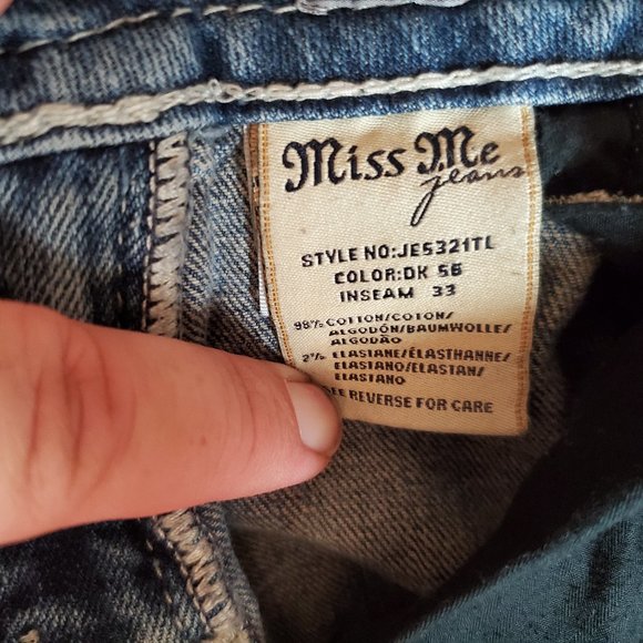 Miss Me JE5321TL Buckle Straight Leg 28 (28x28, 7" Rise) Fleur De Lis Jeans A16 - Picture 10 of 11